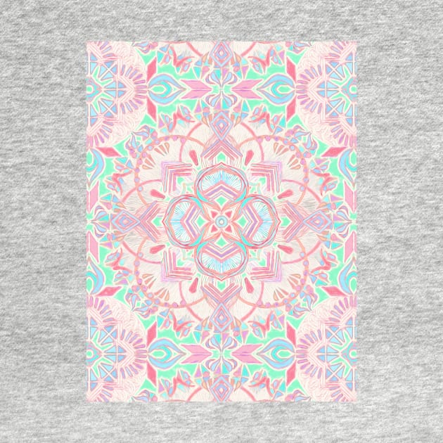 Mint and Blush Pink Painted Mandala by micklyn